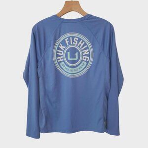 Huk Fishing Shirt‎ Mens Performance Pursuit Long Sleeve Ice Blue Mens Small NEW